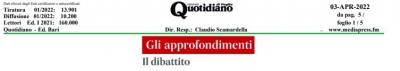 Nuovo Quotidiano di Puglia - 3 aprile 2022