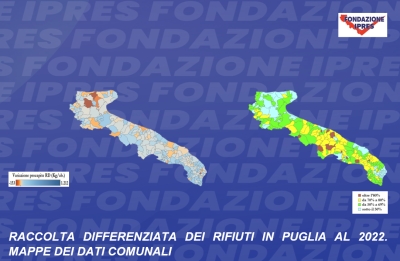 Raccolta differenziata dei rifiuti in Puglia al 2022. Mappe dei dati comunali.